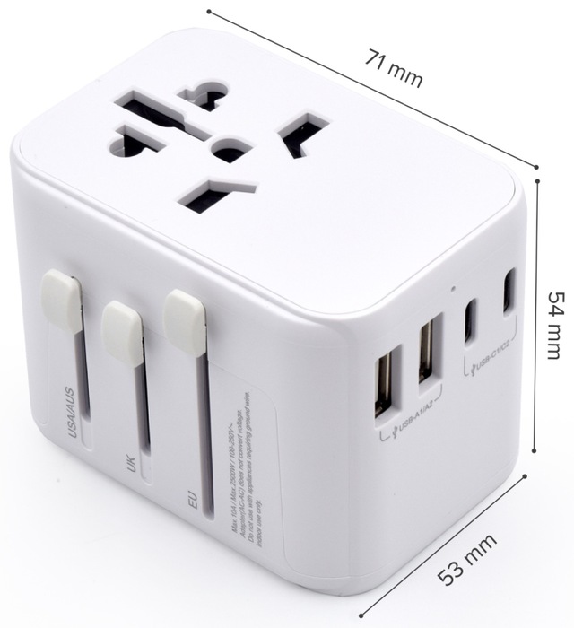 Ewent EW1470 Adaptador de Viaje Universal Blanco con 5 Puertos de Carga