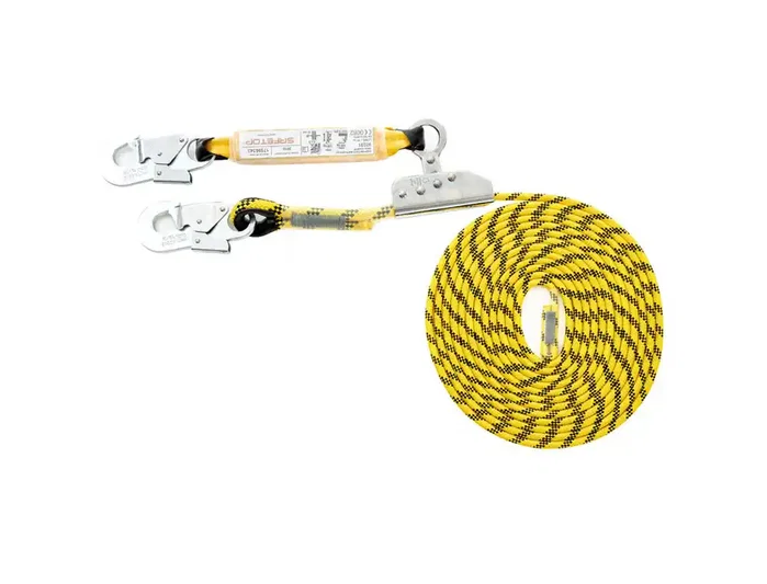 Safetop Línea de vida con absorbedor, altochut y mosquetones 12 mm 40 m