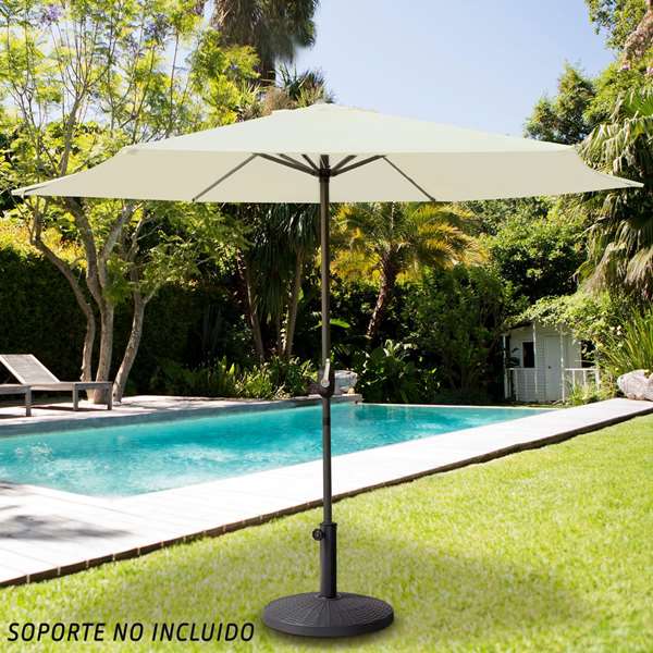 Color Baby Parasol Terraza 270 cm con Chimenea y Mástil de Aluminio 3,8 cm Color Crema