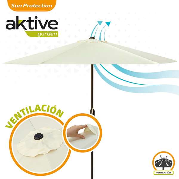 Color Baby Parasol Terraza 270 cm con Chimenea y Mástil de Aluminio 3,8 cm Color Crema