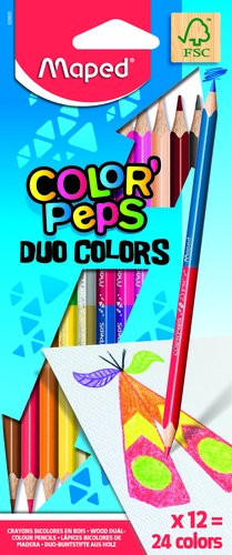 Maped Color'Peps Duo Estuche de 12 Lápices Bicolor con 24 Colores Surtidos