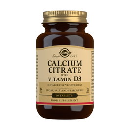 Solgar Citrato de Calcio con Vitamina D3, 60 Comprimidos, Alta Concentración, Absorción Óptima