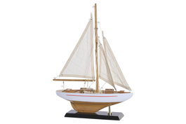 DKD Home Decor Barco de Madera Blanco y Marrón 25x7x36 cm