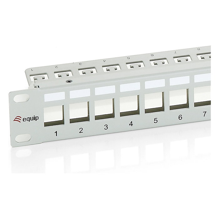 EQUIP Patchpanel Cat6 24 Puertos 1U Montaje en Rack 19" FTP Keystone Gris, Equip 767124