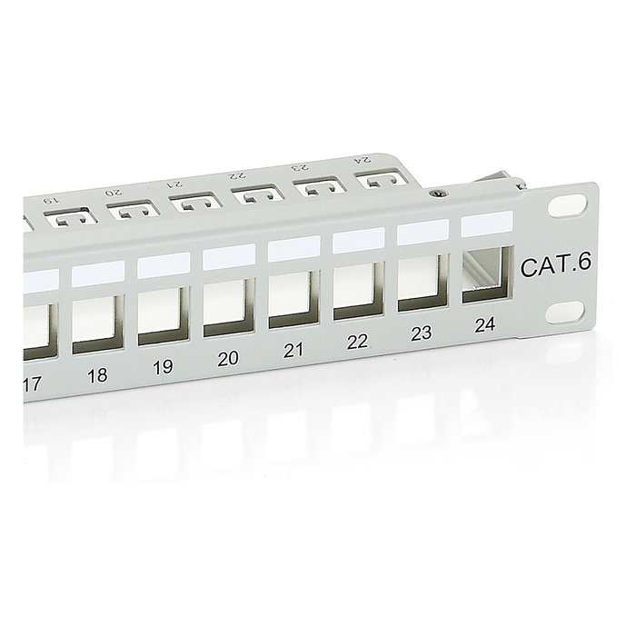 EQUIP Patchpanel Cat6 24 Puertos 1U Montaje en Rack 19" FTP Keystone Gris, Equip 767124