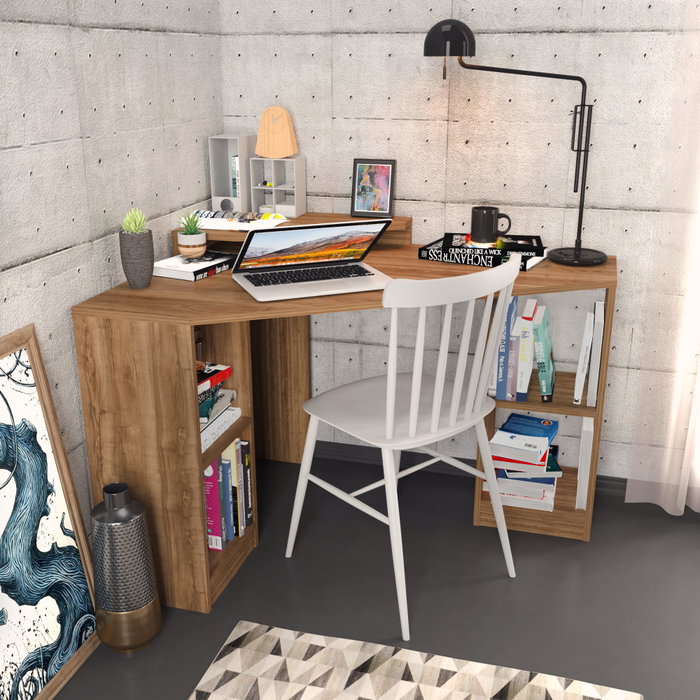 Hanah Home Mesa de Estudio Moderna y Elegante Nogal 120x90x76.8cm