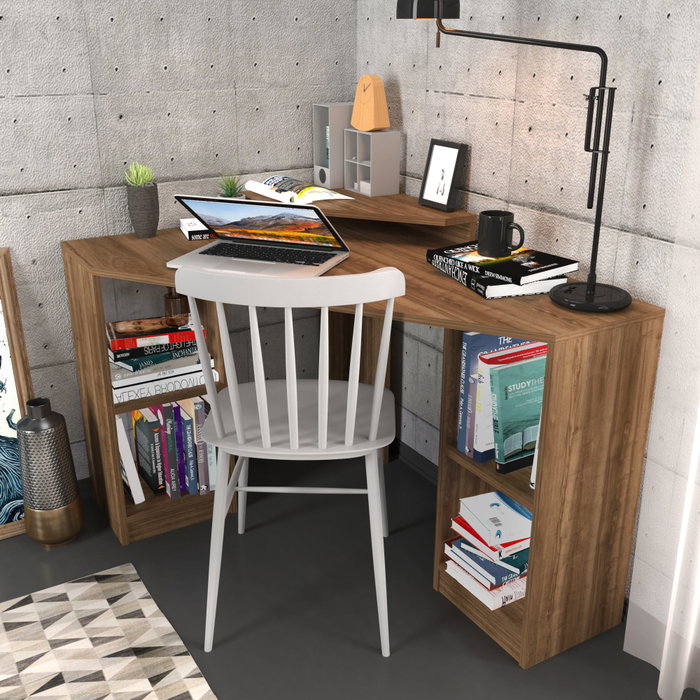 Hanah Home Mesa de Estudio Moderna y Elegante Nogal 120x90x76.8cm