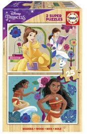 EDUCA BORRAS Puzzle Infantil Disney Princess Bella + Vaiana 2x25 Piezas