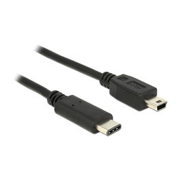 DeLOCK Cable Adaptador USB 2.0 Tipo C a Mini-B, 1 m, Negro, Ref. USB2.0 USB Type-C 2.0 Stecker > USB 2.0 Typ Mini-B Stecker