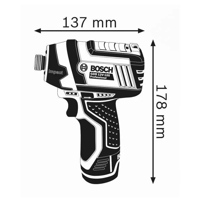 Bosch Professional Atornillador de Impacto GDR 10.8-LI sin Cargador ni Batería - 0 601 9A6 906