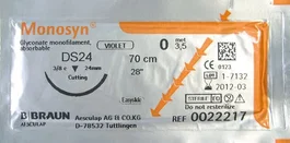 Braun Sutura Monosyn Violet 3-0 Hs26 Rcp 70 cm, Sutura Sintética Absorbible Monofilamentosa, Violeta, Caja con 36 Unidades