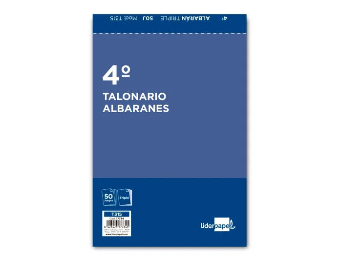 Liderpapel T315 Talonario Albarán Cuarto Original con 2 Copias Natural 144x210mm