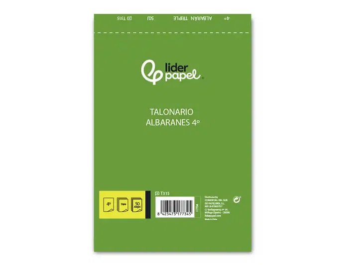 Liderpapel Talonario Albarán Tamaño Cuarto con 2 Copias T315