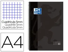 Oxford Bloc Espiral Tapa Extradura Din A4 80 Hojas Cuadricula 5 Mm Color Gris