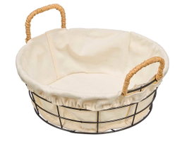 KINVARA Cesta Redonda de Metal y Tela Beige