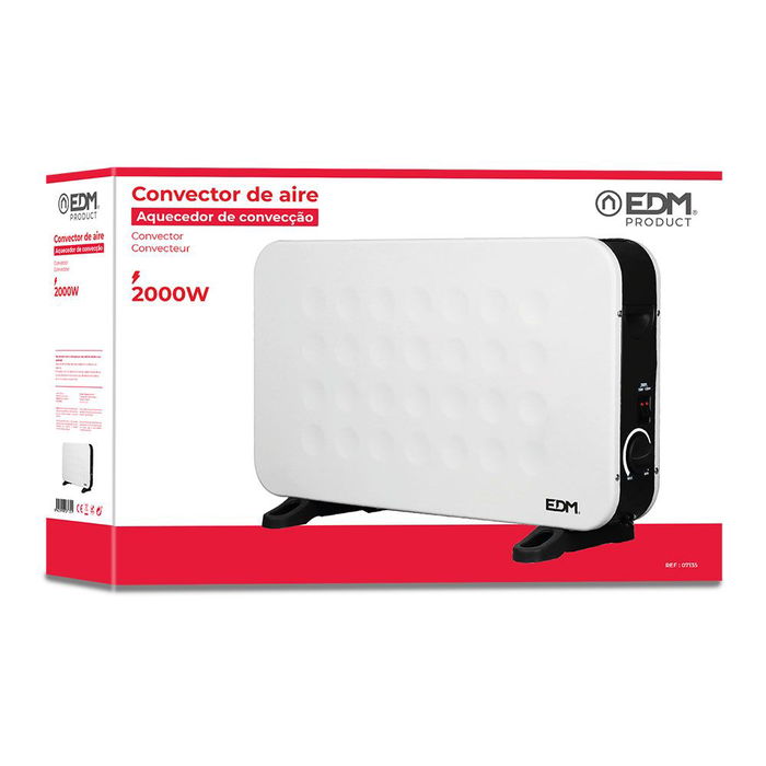 Edm Convector de Aire Standard 2000W Sistema de Calor por Aire Termostato Regulable Blanco