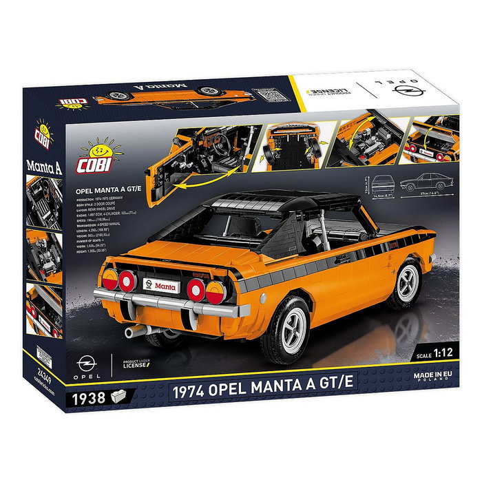 COBI Set de Construcción Opel Manta A GT/E 1974 de Bloques - 1938 Piezas - Escala 1:12 COBI Set de Construcción Opel Manta A GT/E 1974 de Bloques - 1938 Piezas - Escala 1:12