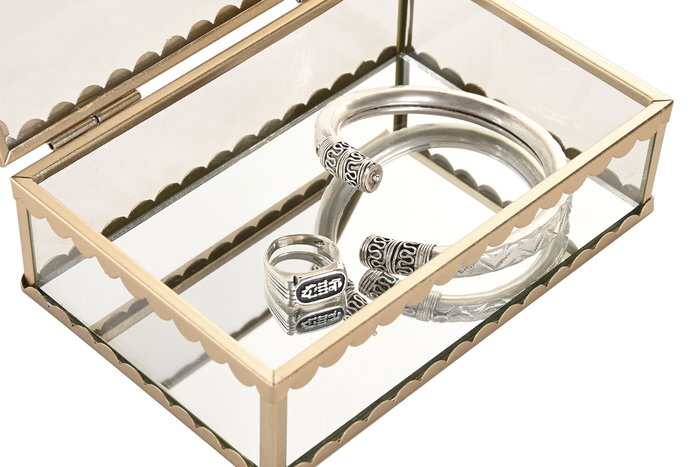 DKD Home Decor Joyero Dorado Cristal y Metal 11 x 5 x 15 cm (4 Unidades)