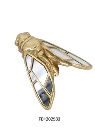 DKD Home Decor Figura de Mosca en Resina y Cristal Dorado