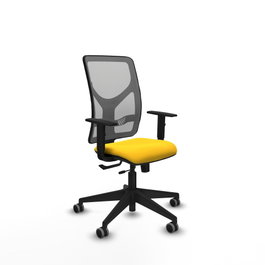 PIQUERAS Y CRESPO Silla de oficina Motilla con mecanismo Sincro/Traslack Amarillo y Gris