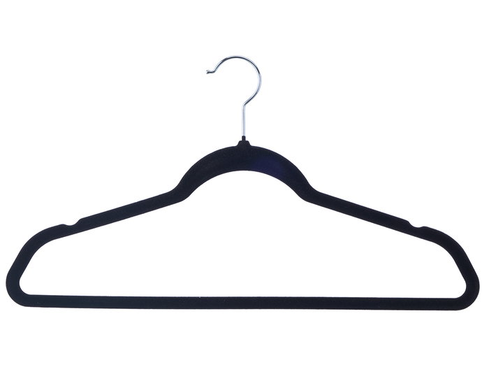 Kipit Set 12 Perchas Flocadas Negra 44 x 23 x 8 cm (Set de 12)