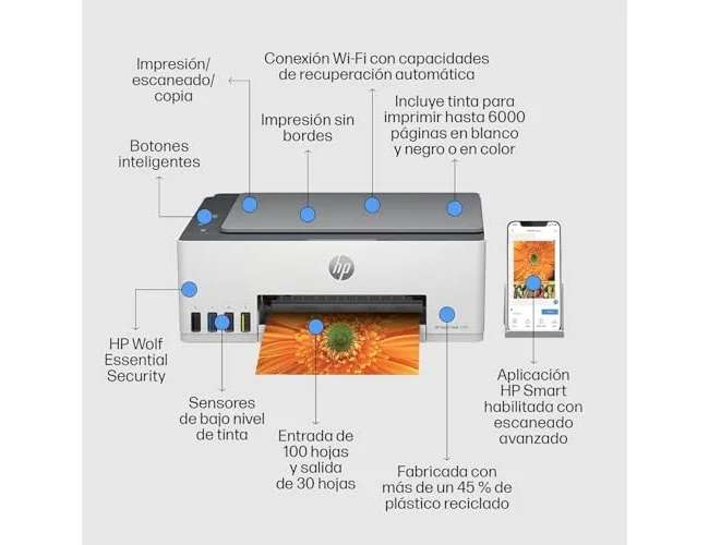 HP Smart Tank 5105 Multifunción Inyección de Tinta Color Basalto Claro