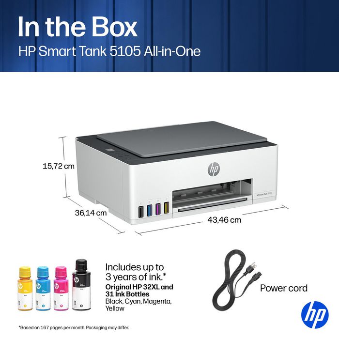 HP Smart Tank 5105 Multifunción Inyección Color Blanco