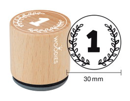 Woodies Sello de madera y caucho número 1 de 33x30mm