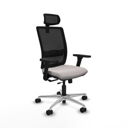 PIQUERAS Y CRESPO Silla de oficina Haches con mecanismo Sincro/Traslack, Blanco y Negro