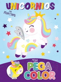 SALDAÑA, Unicornios con pegatinas - MEGA PEGA COLOR