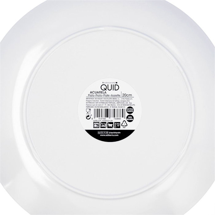 Plato Postre Melamina Acuarela Quid 20 cm (24 Unidades)