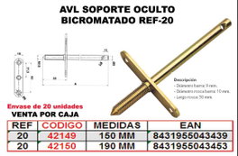 AVL Soporte Oculto Bicromatado 190 mm REF-20