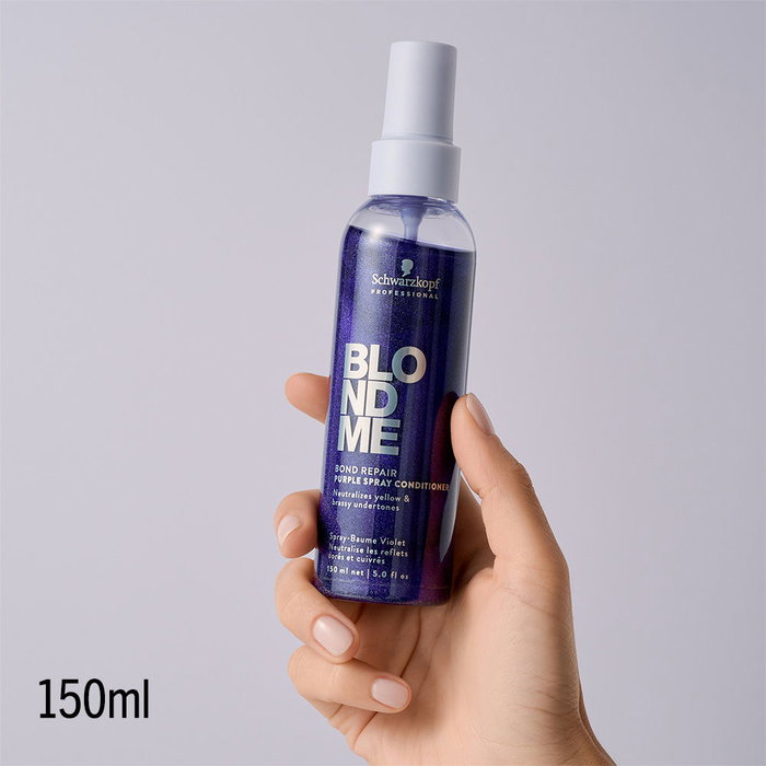 Schwarzkopf BLONDME BOND REPAIR cool blondes neutralizing spray conditioner, Acondicionador Morado Spray para Cabellos Teñidos, 150 ml Schwarzkopf BLONDME BOND REPAIR cool blondes neutralizing spray conditioner, Acondicionador Morado Spray para Cabellos Teñidos, 150 ml