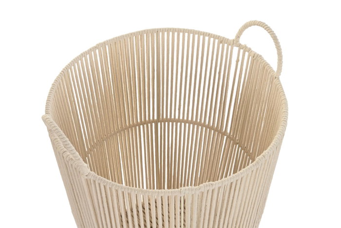 DKD Home Decor Set de 3 Cestas de Algodón y Metal Beige