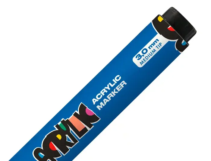 Liderpapel Rotulador Acrilico Base Agua, Punta Redonda 3 mm, Todo Tipo de Superficie, Color Azul