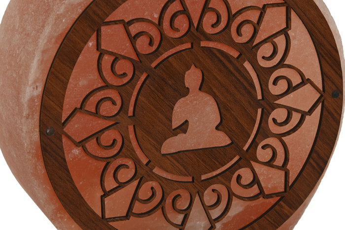 DKD Home Decor Lámpara de Sal del Himalaya Sobremesa Estilo Árabe con Buda, Rosa y Marrón, 7x18x16 cm, Incluye Bombilla