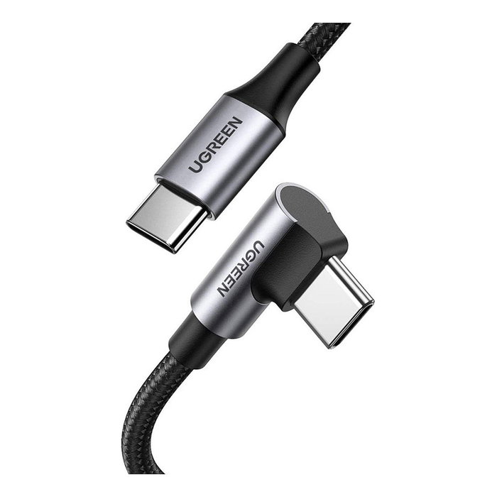 UGREEN US334 Cable USB-C a USB-C 100W Carga Rápida, Conector Angular, Nylon y Aluminio, 2 Metros, Negro UGREEN US334 Cable USB-C a USB-C 100W Carga Rápida, Conector Angular, Nylon y Aluminio, 2 Metros, Negro