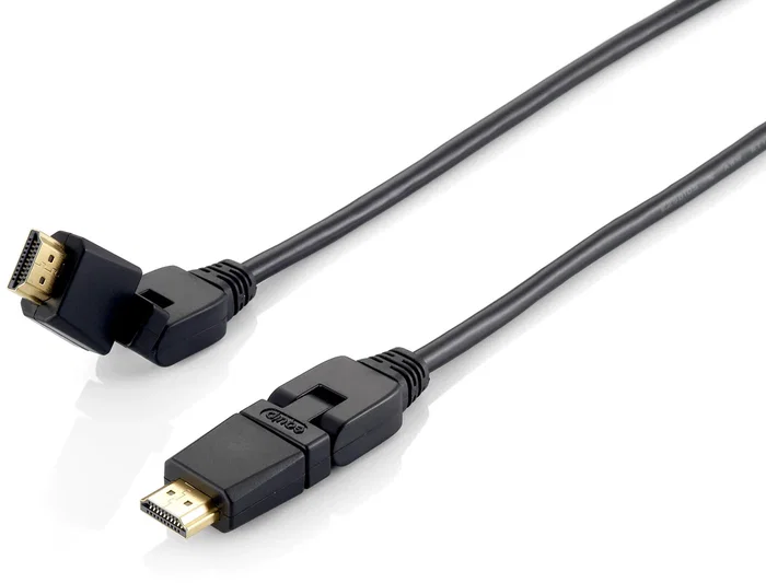 Equip 119365 Cable HDMI 2.0 Alta Velocidad 5m, 4K 60Hz, HDR, ARC, Ethernet, Cabezales Giratorios 180°, Conectores Dorados, Negro