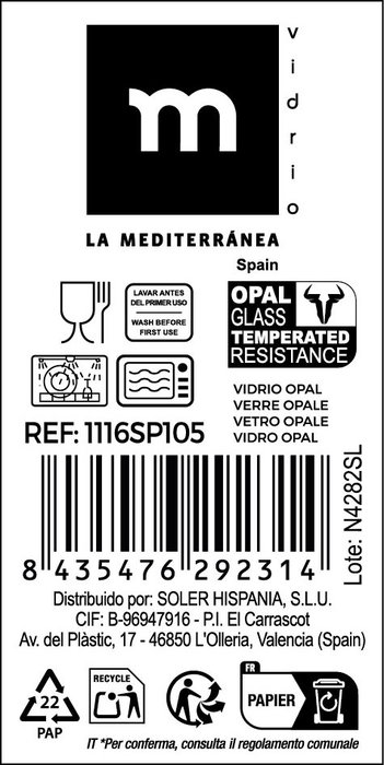 La Mediterranea Plato Pasta Risotto Temara Ø26.7 cm Opal (16 Unidades)