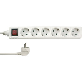 Rev Regleta de sobremesa de 6 tomas con interruptor, 1,4 m, blanco