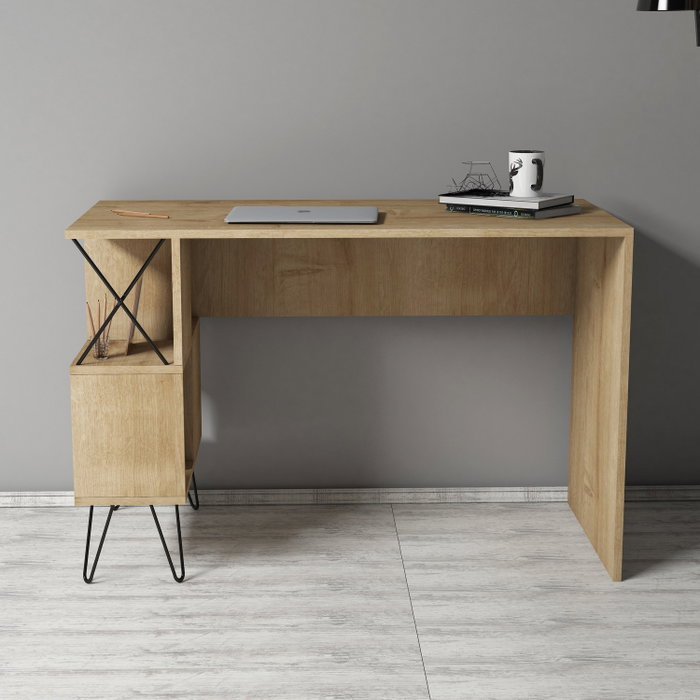 Hanah Home Mesa de Estudio Roble y Negro 120x78.8x60cm