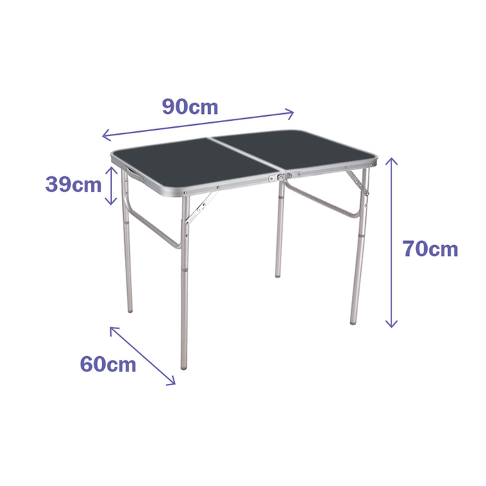 Mesa Plegable Gris Aluminio 90X60X39/70 cm Camping y Playa MARBUENO SUMMER 10031G