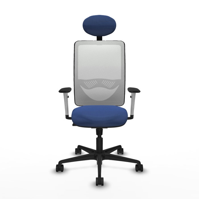 PIQUERAS Y CRESPO Silla de oficina Zulema con mecanismo Sincro, Azul marino y Blanco