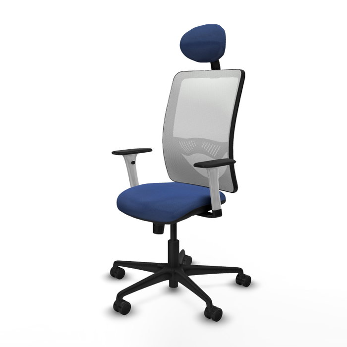 PIQUERAS Y CRESPO Silla de oficina Zulema con mecanismo Sincro, Azul marino y Blanco