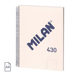 Milan Cuaderno A4 Tapa Dura Espiral, 80 Hojas Blancas 95 gr/m², Colección 430 Since 1918, Beige, Ref. 57141E80BG