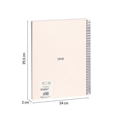 Milan Cuaderno A4 Tapa Dura Espiral, 80 Hojas Blancas 95 gr/m², Colección 430 Since 1918, Beige, Ref. 57141E80BG