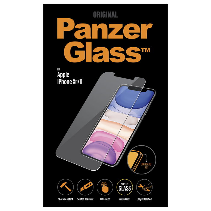 PanzerGlass Protector de Pantalla de Vidrio Templado para Apple iPhone 11 y XR, Cristal Transparente, Aplicación en Seco, Resistente a Rayones y Golpes, 1 Unidad