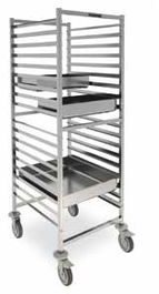 CARRO GN 2/1 ALTO - Carro con 4 ruedas giratorias de 125 mm, 2 con freno y parachoques