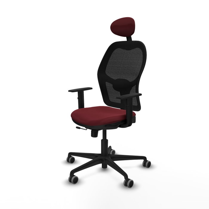 PIQUERAS Y CRESPO Silla de oficina Jorquera con mecanismo Sincro/Traslack, Granate y Negro