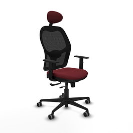 PIQUERAS Y CRESPO Silla de oficina Jorquera con mecanismo Sincro/Traslack, Granate y Negro